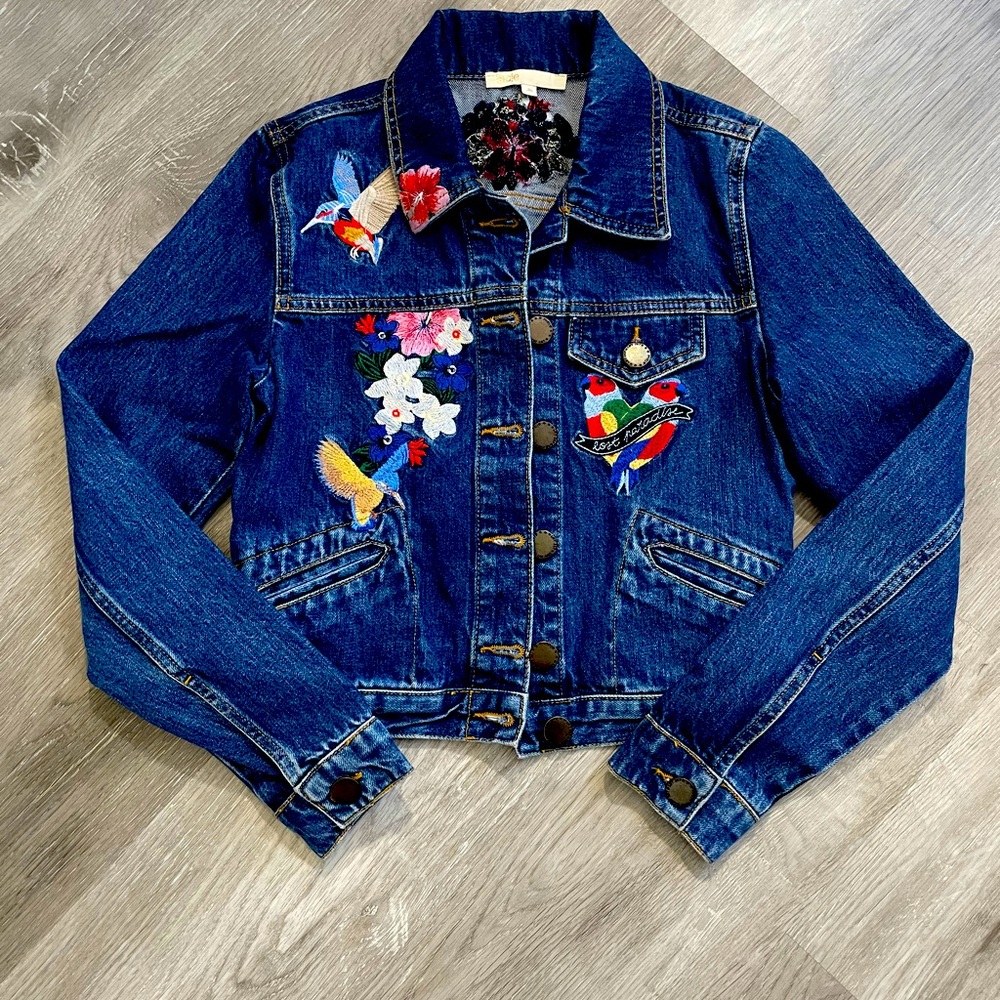 Maje Graphic Print Denim Jacket